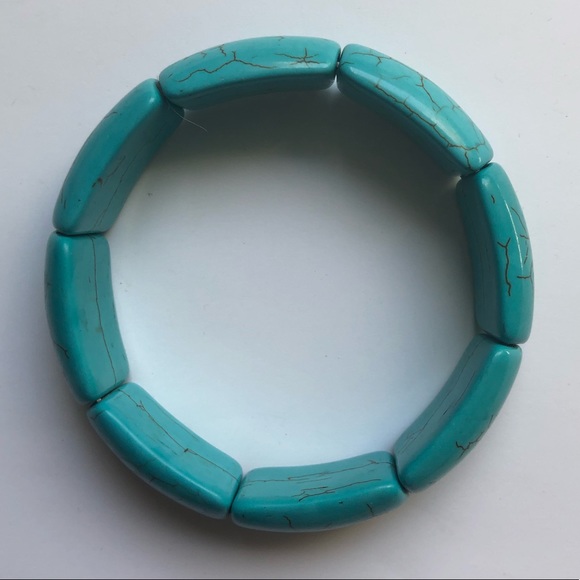 Blue turquoise elastic bracelet - Picture 2 of 4